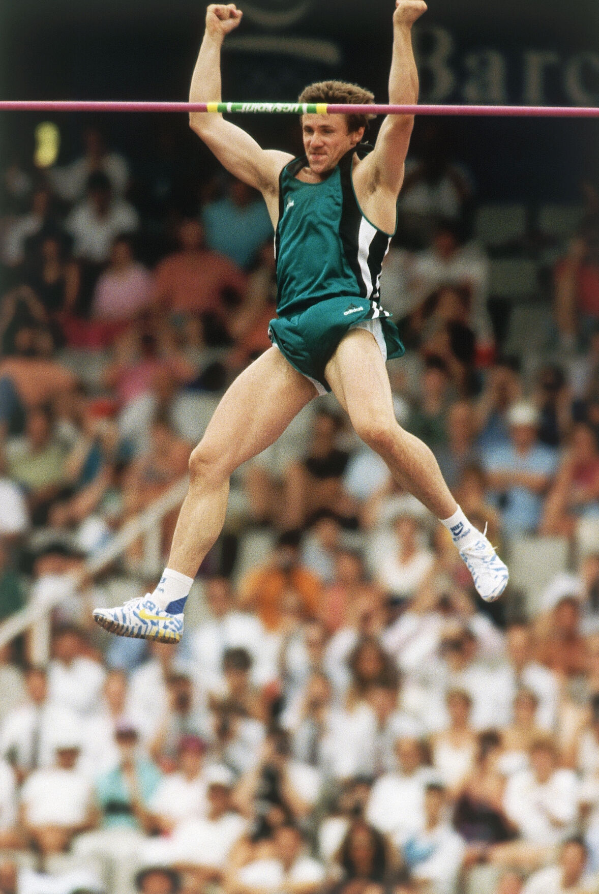 1992: Sergei Bubka raises world record in pole vault again, his 32nd world record